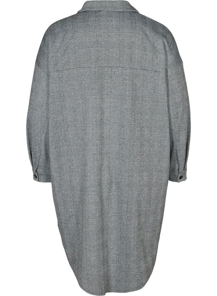 Long checkered shirt with chest pockets, Black Check , Packshot image number 1