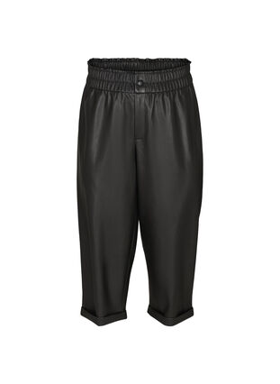3/4-length trousers in synthetic leather, Black, Packshot image number 0