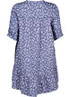 Short viscose dress with lace trim and A-line cut, Blue, Packshot image number 1