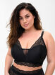 Lightly padded lace bra with mesh, Black, Model image number 0
