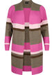 Long knit cardigan with wide stripes, Pink, Packshot image number 0