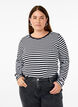 Striped blouse with long sleeves, Black, Model image number 0