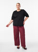 Fine-knit blouse with short sleeves., Black, Model image number 1