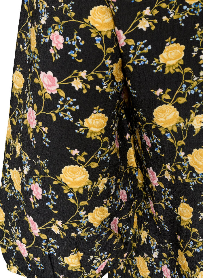 Patterned viscose blouse with 3/4-sleeves, Black, Packshot image number 3