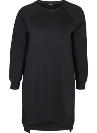 Sweater dress with pockets and slits, Black, Packshot image number 0