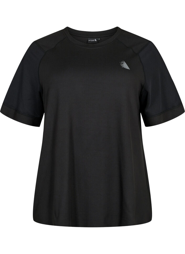 Short-sleeved training t-shirt with round neck, Black, Packshot image number 0