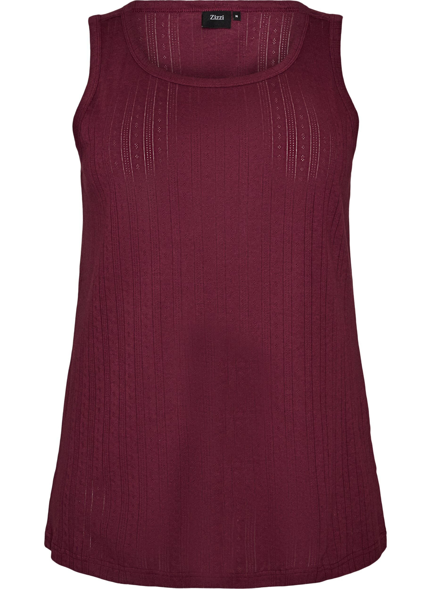 ZizzifashionNight top in organic cotton with a textured pattern, Dark Bordeaux, Packshot image number 0