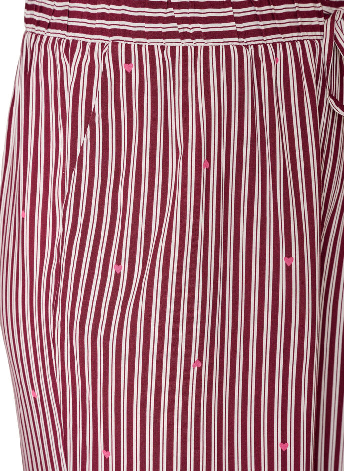 Loose night trousers with stripes and hearts, Dark Bordeaux, Packshot image number 2