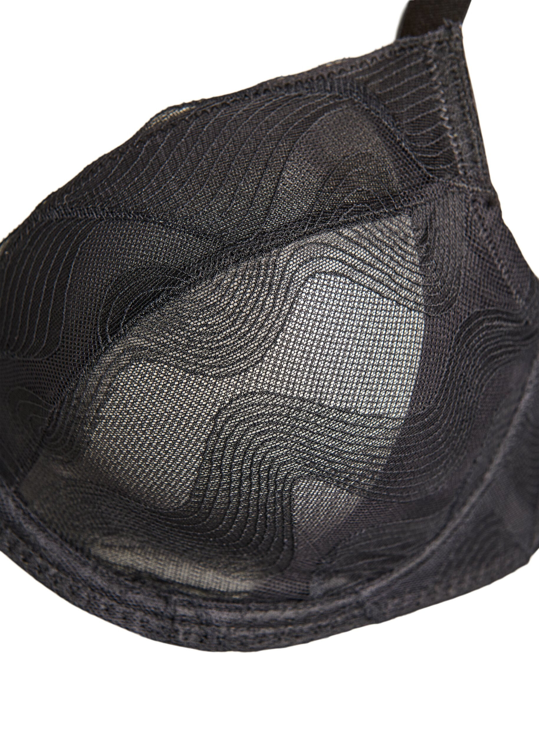 Zizzifashion Full cover bra in mesh with wave pattern, Black, Packshot image number 2
