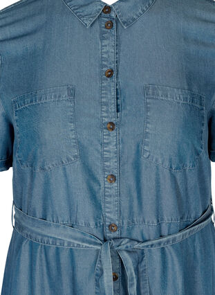 Short-sleeved denim midi dress, Medium Blue denim, Packshot image number 2