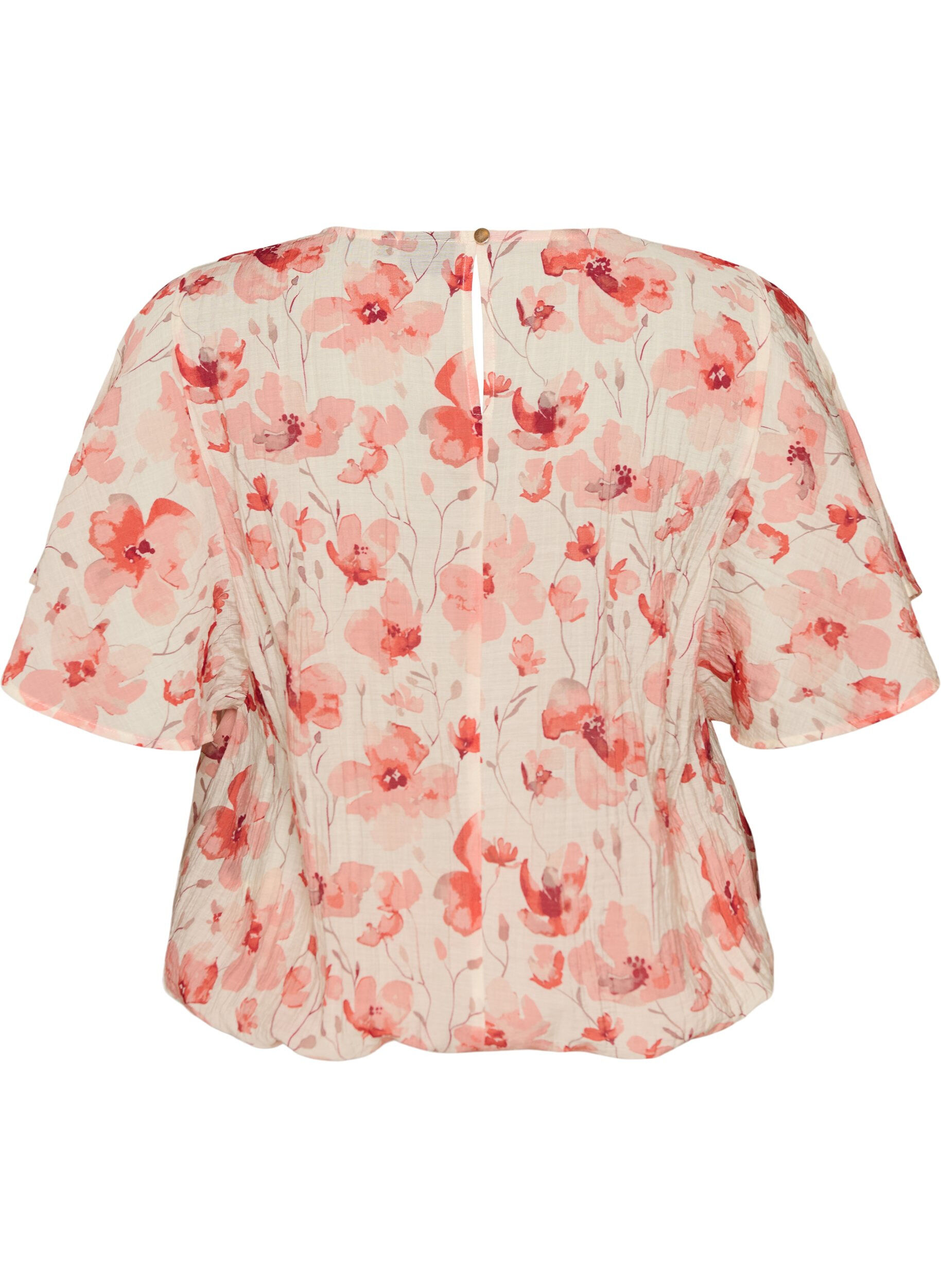 Zizzifashion Blouse with balloon shape and wing sleeves, Coral, Packshot image number 1