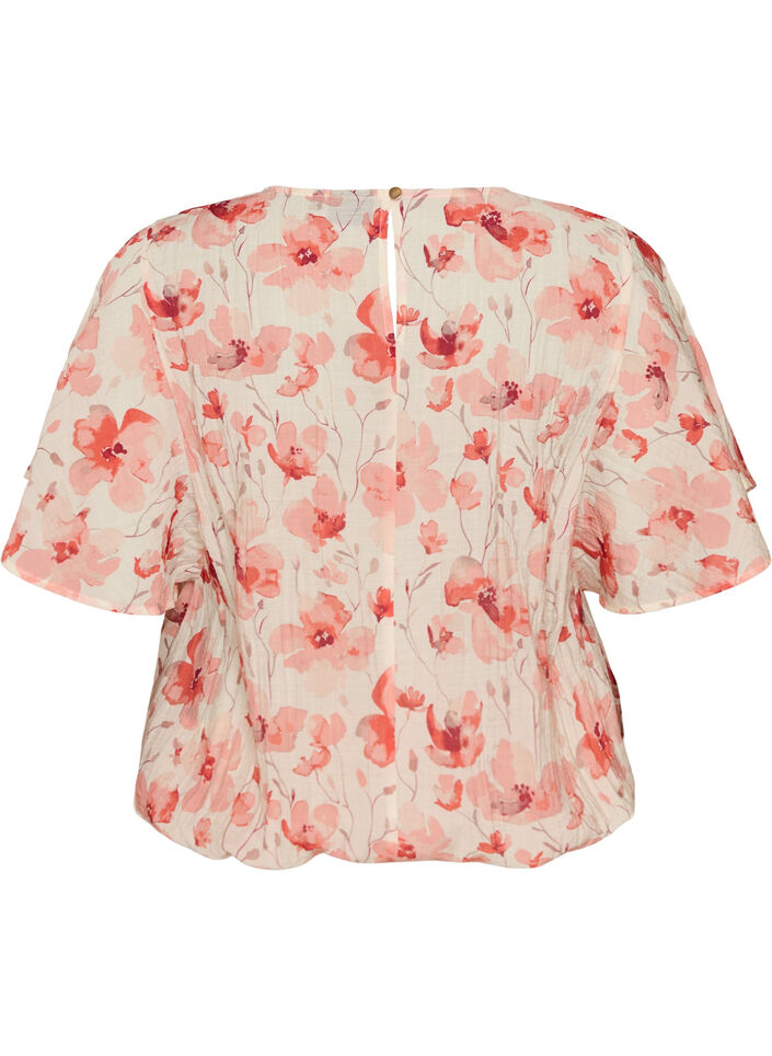 Blouse with balloon shape and wing sleeves, Coral, Packshot image number 1