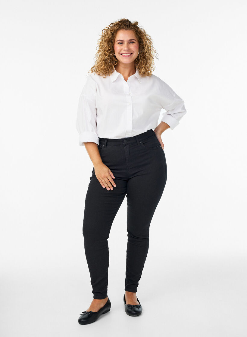 Amy high-waisted super slim fit jeans, Black, Model image number 0