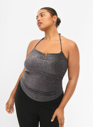 Silver sleeveless top, Black Silver, Model image number 0
