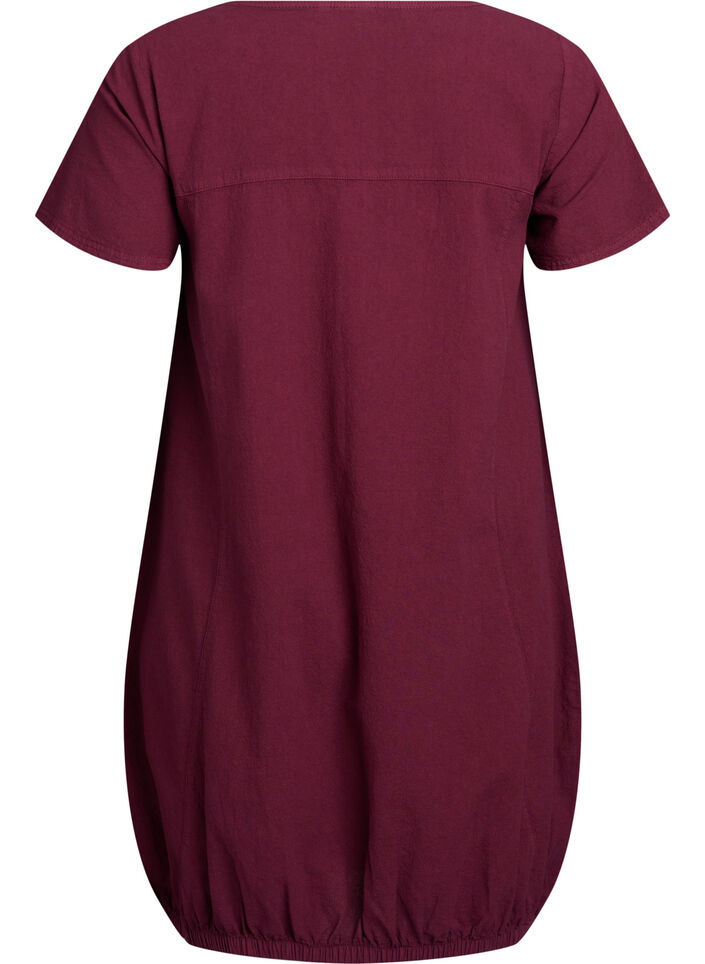 Short-sleeved cotton dress, Dark Bordeaux, Packshot image number 1