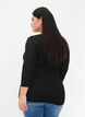 Tight-fitting blouse with ruffled detail, Black, Model image number 1