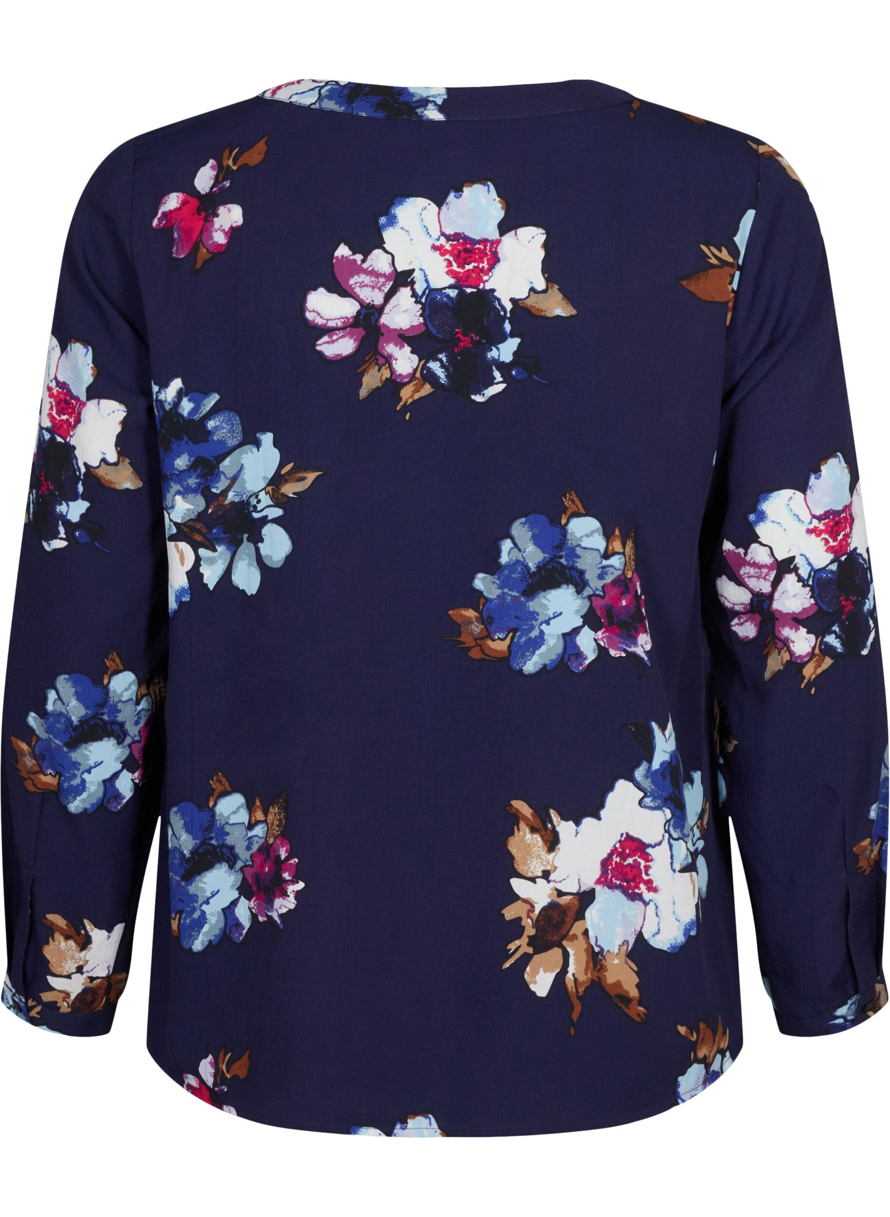 Zizzifashion FLASH - Long sleeve blouse with print, Big Blue Flower, Packshot image number 1