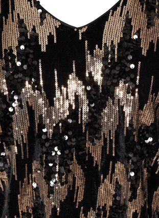 Long-sleeved velour blosue with sequins, Black w. Sequins, Packshot image number 2