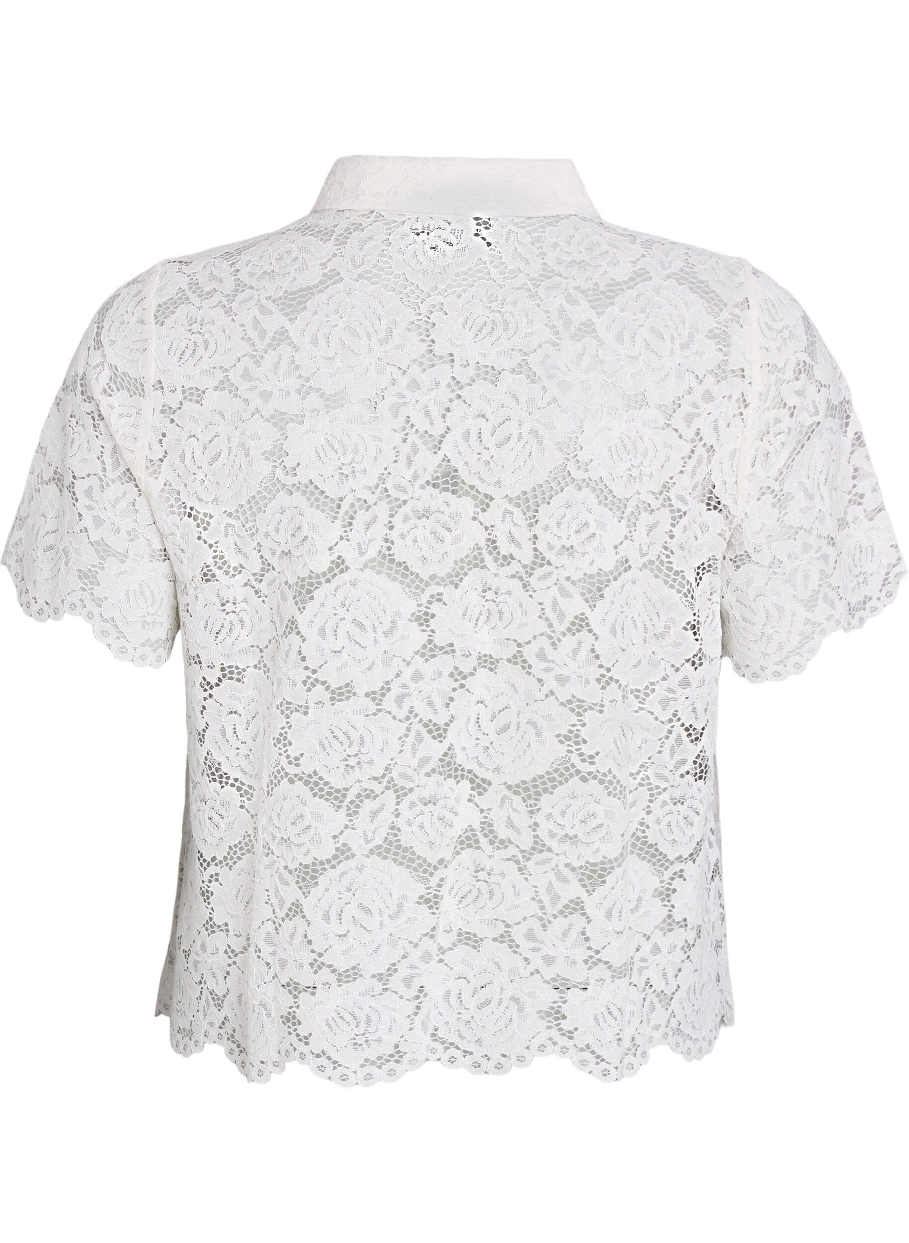Zizzifashion Lace shirt blouse with pearl buttons, Vanilla, Packshot image number 1