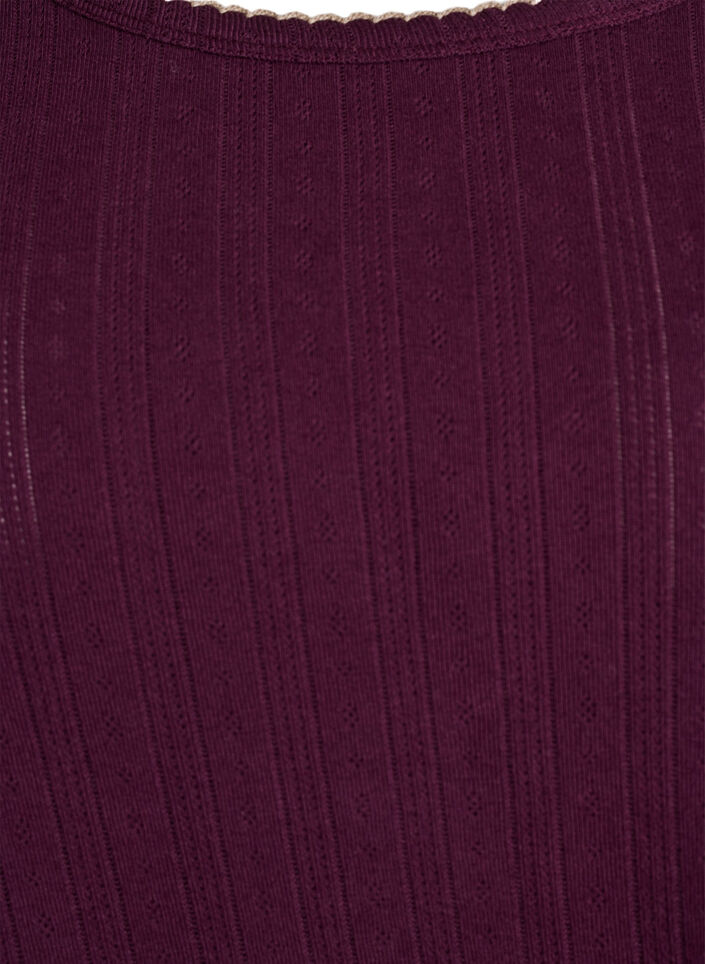 Organic cotton pyjama top with eyelet embroidery, Dark Bordeaux, Packshot image number 2