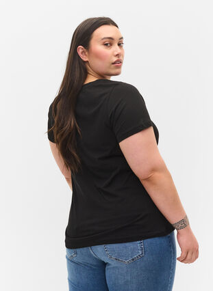 Printed cotton t-shirt, Black w. Gold Foil , Model image number 1