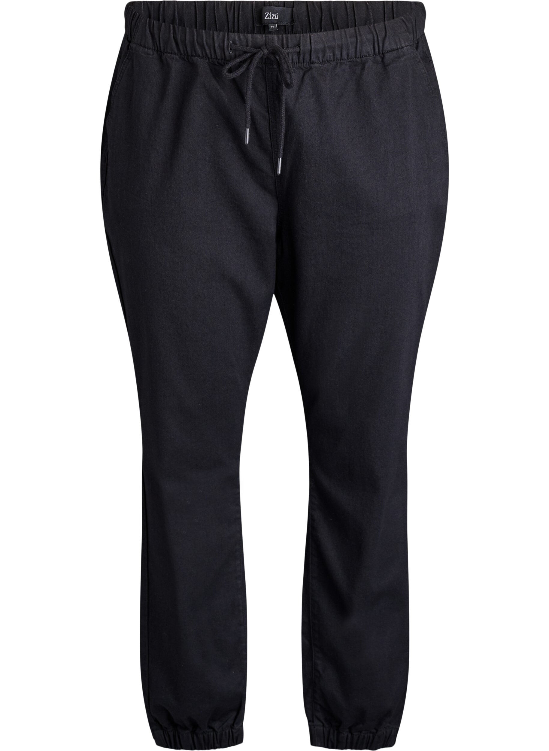 ZizzifashionDenim joggers with pockets, Black, Packshot image number 0