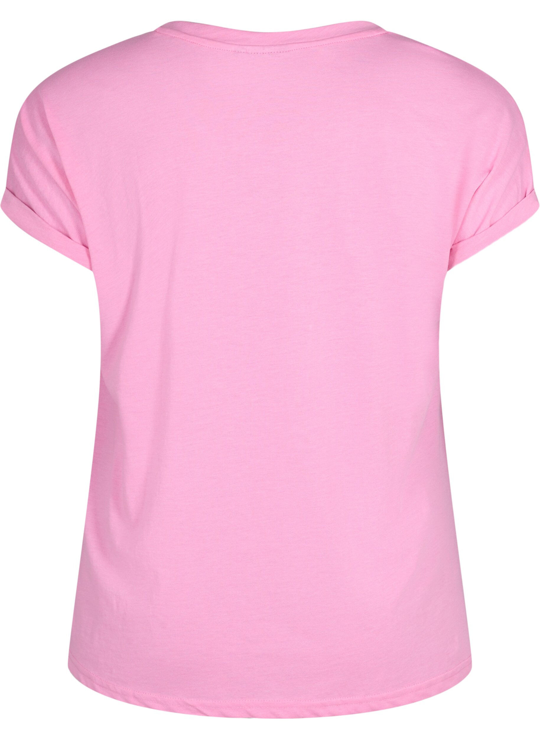 Zizzifashion Short sleeved cotton blend t-shirt, Pink, Packshot image number 1
