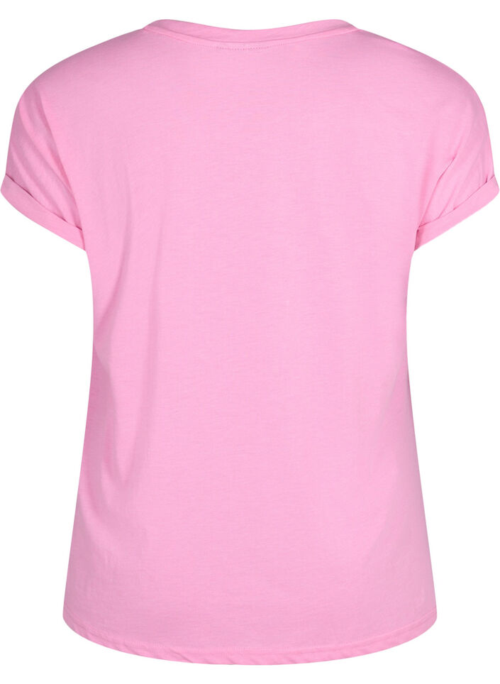 Short-sleeved cotton blend t-shirt, Pink, Packshot image number 1