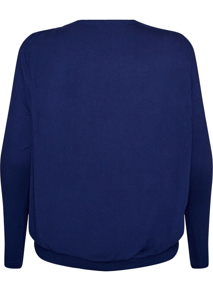 Blouse with boat neck and balloon fit, Blue, Packshot image number 1