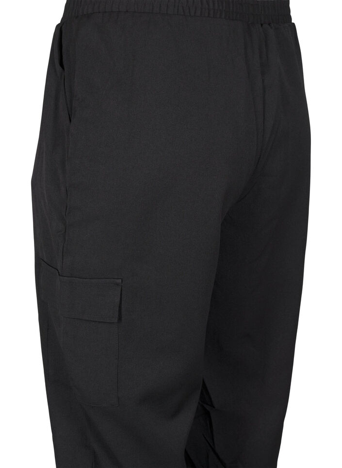 Trousers with cargo pockets and elasticated waist, Black, Packshot image number 3