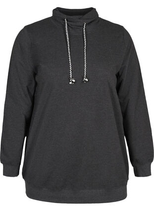 Sweatshirt with a drawstring at the neck, Black Mel., Packshot image number 0