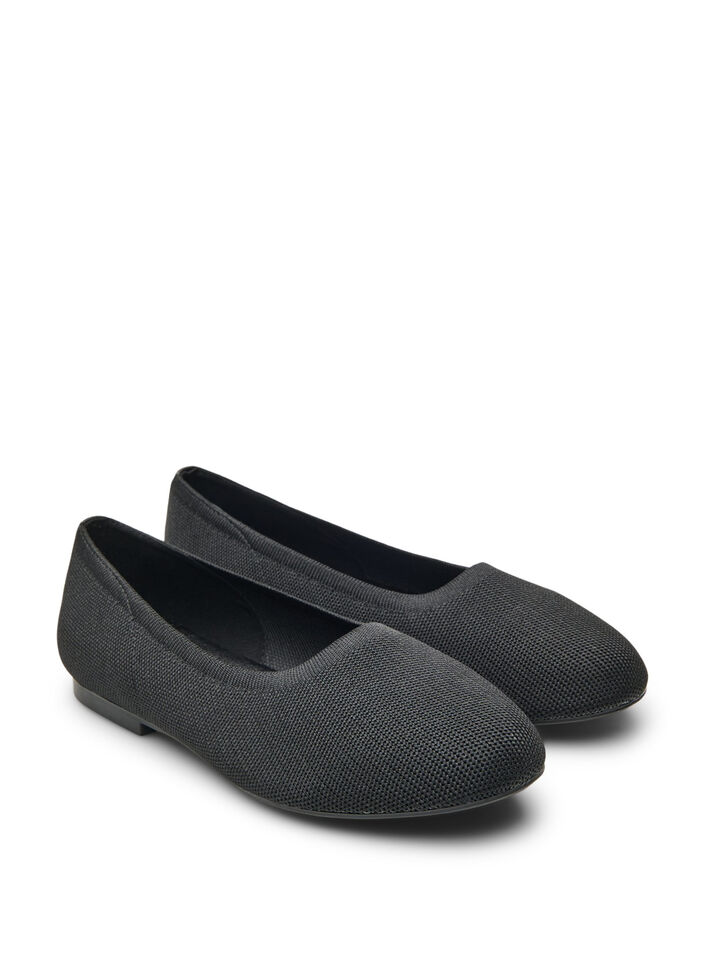 Ballet flats in a fine-textured fabric, Black, Packshot image number 1