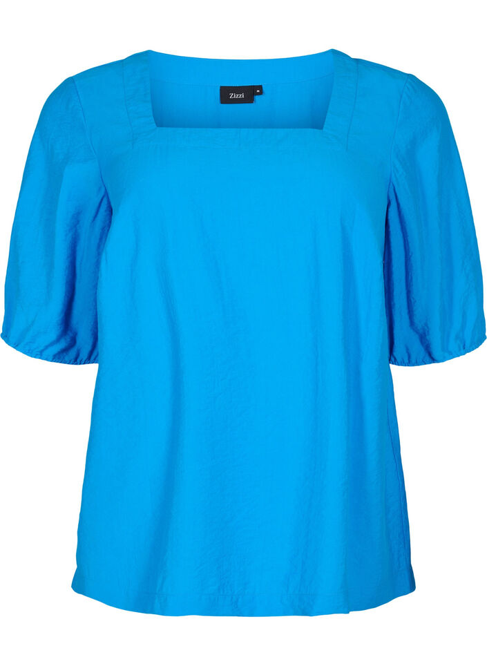 Balloon sleeve blouse, Indigo Bunting, Packshot image number 0