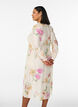 Floral midi dress with ruffle collar and button fastening, Beige, Model image number 2
