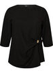 Blouse with asymmetric draping and 3/4 sleeves, Black, Packshot image number 0