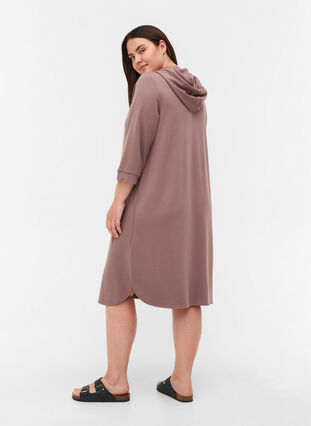 Sweater dress with hood and pockets, Deep Taupe, Model image number 1