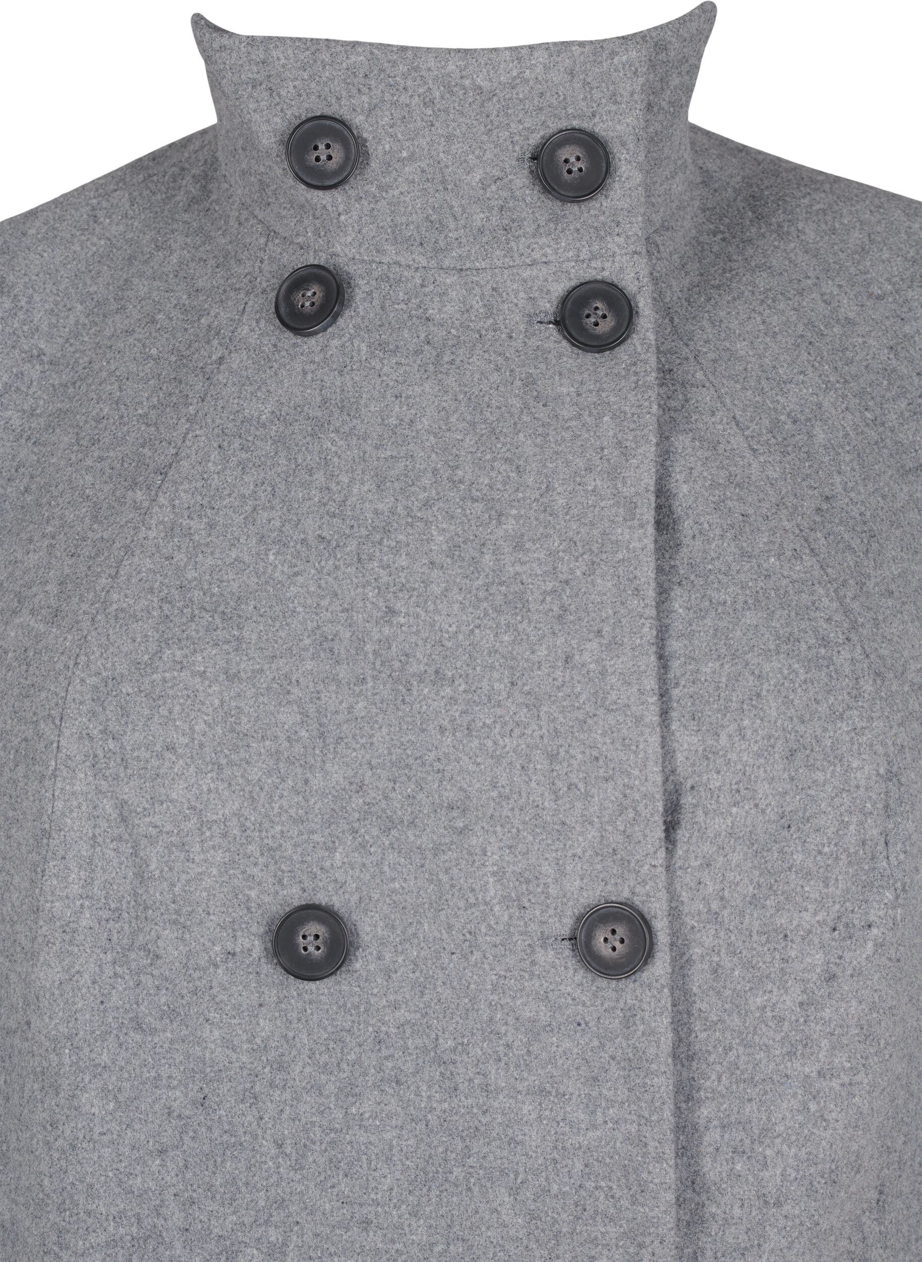 Zizzifashion Short A-line coat, Light Grey Melange, Packshot image number 2