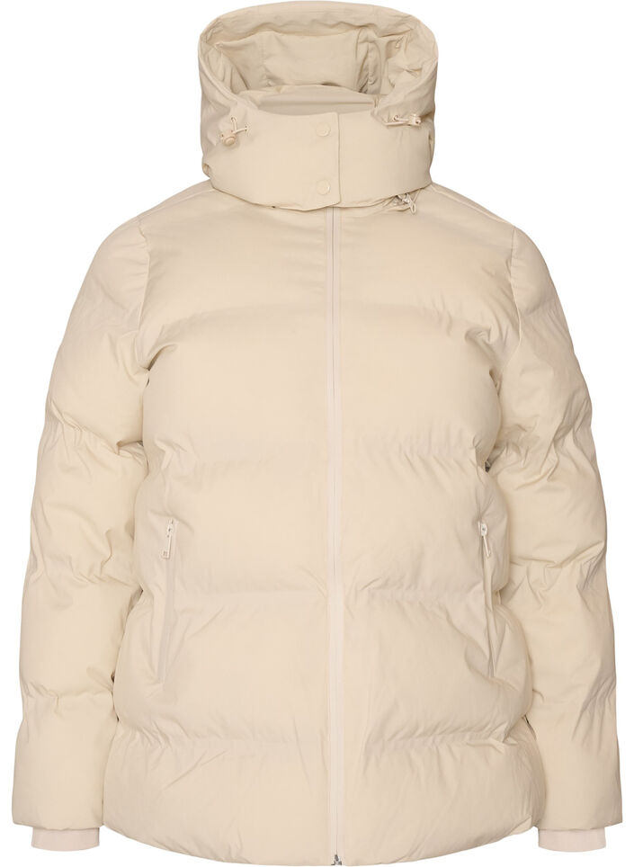 Short puffer jacket with detachable hood, Vanilla, Packshot image number 0