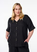 V-neck shirt blouse with short sleeves, Black, Model image number 0
