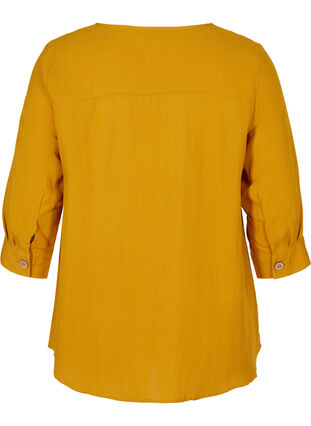 Viscose blouse with buttons and v-neck, Harvest Gold, Packshot image number 1