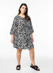 Short dress with 3/4 sleeves and pattern, Black, Model image number 1