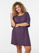 Nightgown in viscose jersey with a ribbed texture, Purple, Model image number 0