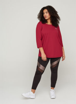 Sports top with 3/4 sleeves, Beet Red, Model image number 2