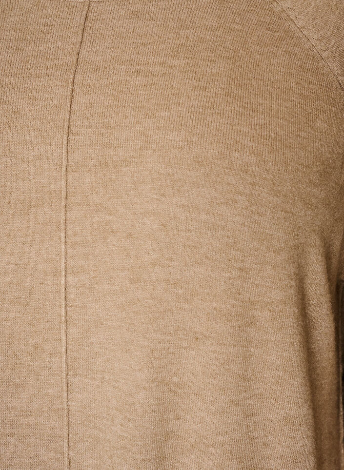 Short knitted dress with raglan sleeves and a centre seam, Beige, Packshot image number 2