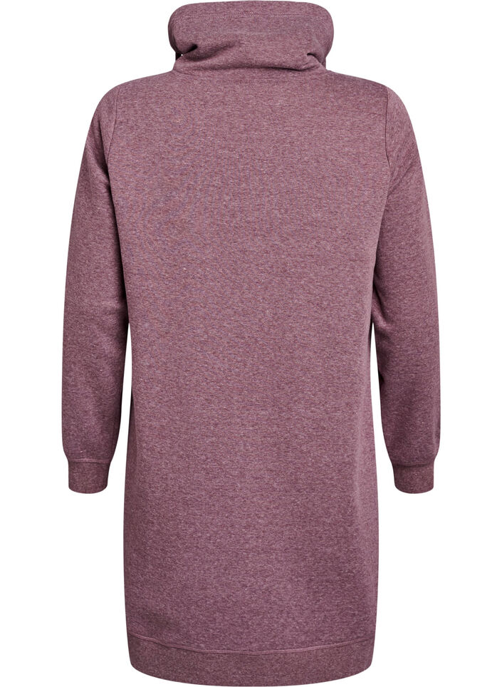 Short sweatshirt dress with high collar and pockets, Red, Packshot image number 1