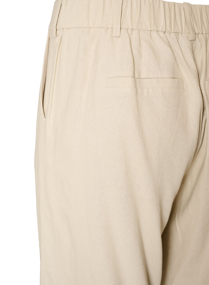 High-waisted Bermuda shorts in linen and viscose, Beige, Packshot image number 3