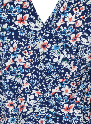 Short-sleeved wrap dress, Blue Flower AOP, Packshot image number 2