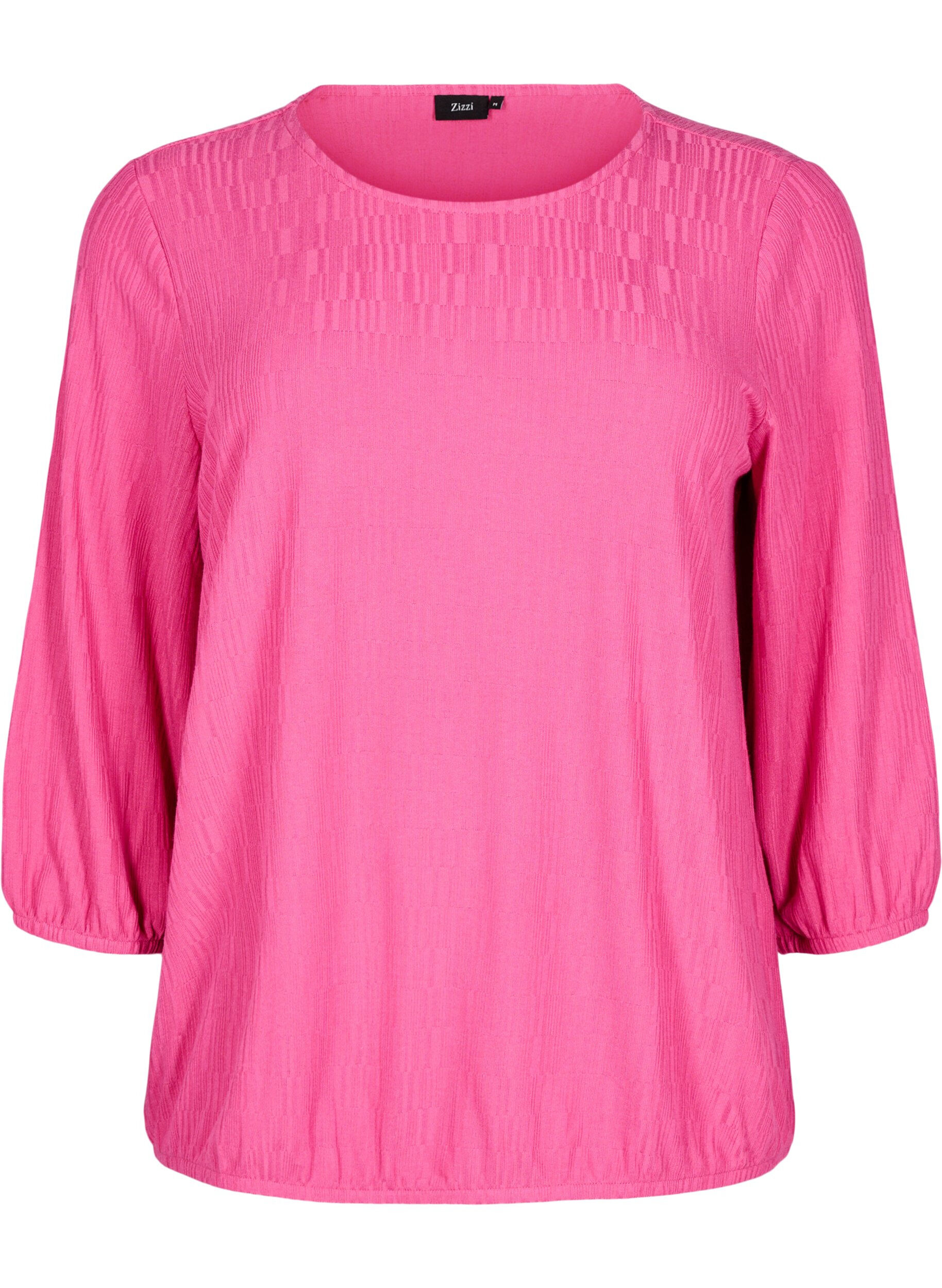 Zizzifashion Blouse with texture and 3/4 sleeves, Rose, Packshot image number 0