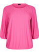 Blouse with texture and 3/4 sleeves, Rose, Packshot image number 0