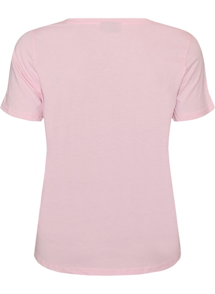 Short sleeve t-shirt with v-neckline, Rose, Packshot image number 1